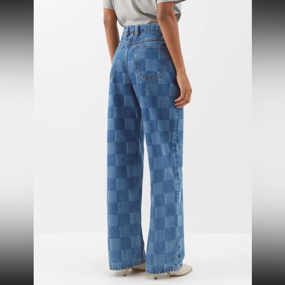 Frame Le High n Tight Wide Leg Checkered Indigo Jeans - Picture 2 of 3